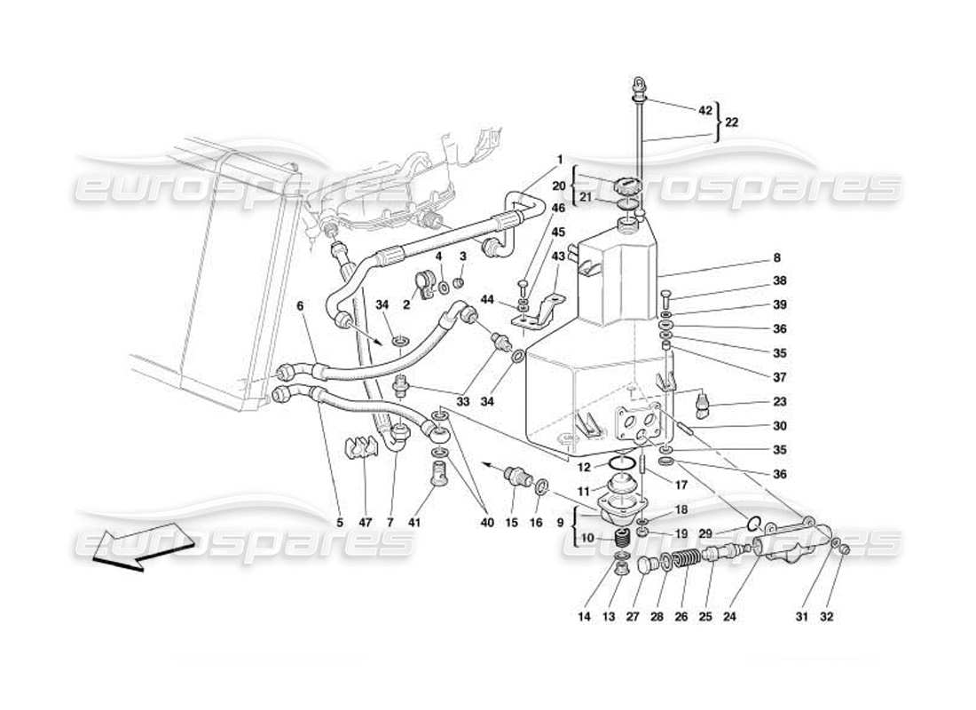 Ferrari 550 Barchetta Lubrication System - Tank Parts Diagram