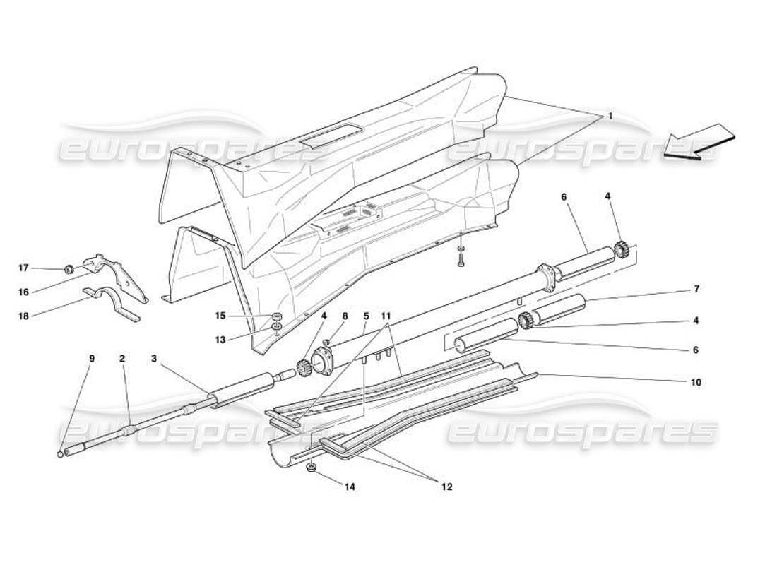 Ferrari 550 Barchetta Engine-Gearbox Connecting Tube and Insulation Parts Diagram