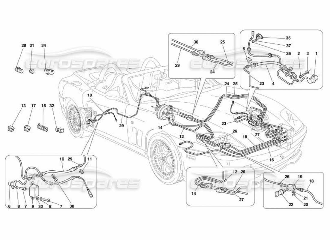 Ferrari 550 Barchetta Brake System -Valid for GD- Parts Diagram