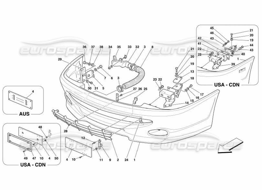 Ferrari 550 Barchetta FRONT BUMPER Parts Diagram
