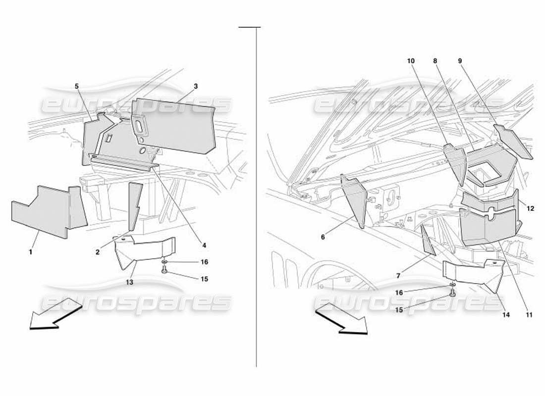 Ferrari 550 Barchetta Engine Compartment Fire-Proof Insulations -Not for GD- Parts Diagram