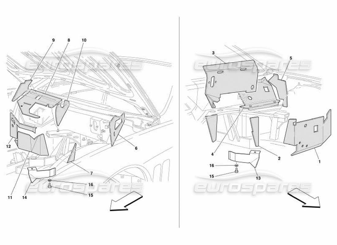 Ferrari 550 Barchetta Engine Compartment Fire-Proof Insulations -Valid for GD- Parts Diagram