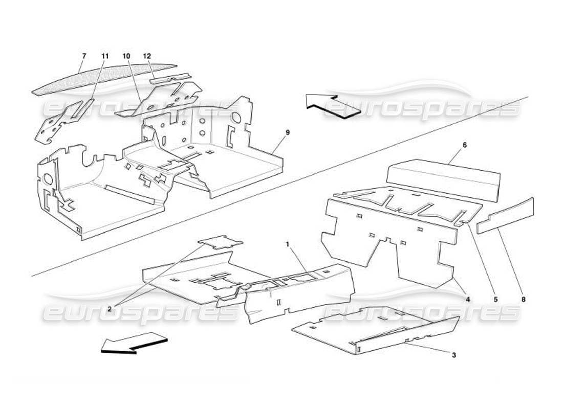 Ferrari 550 Barchetta Passengers Compartment Insulations -Not for GD- Parts Diagram