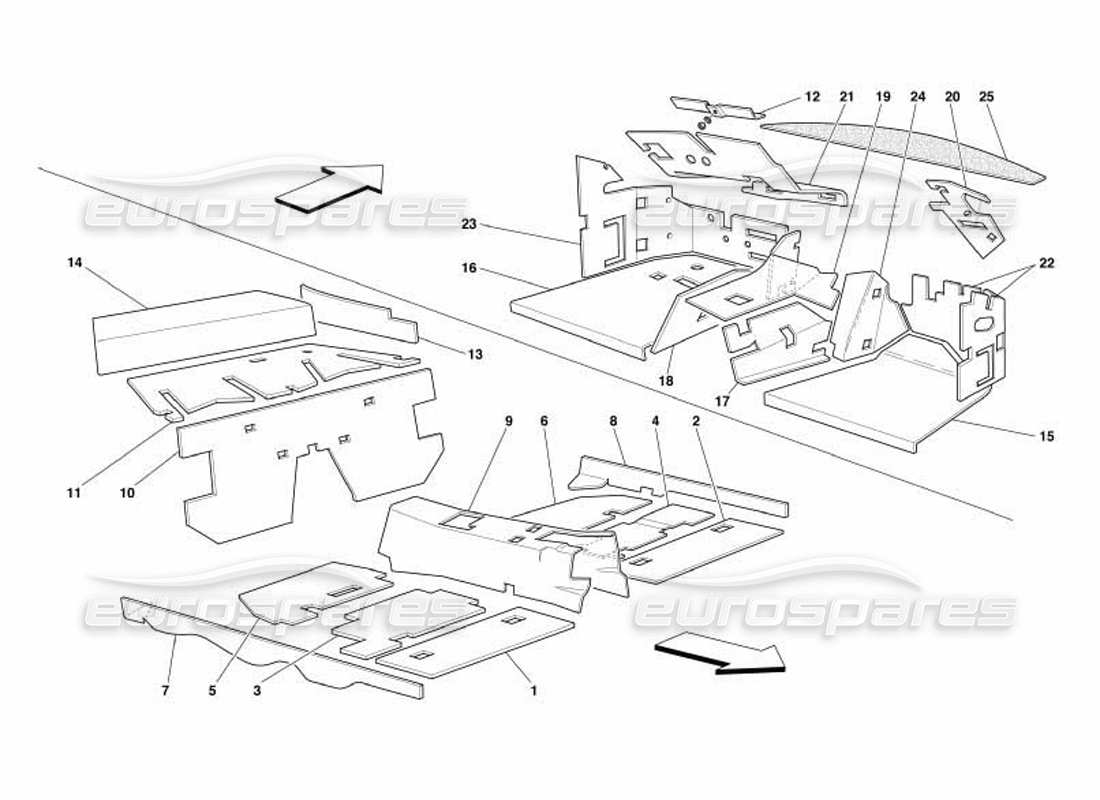 Ferrari 550 Barchetta Passengers Compartment Insulations -Valid for GD- Parts Diagram