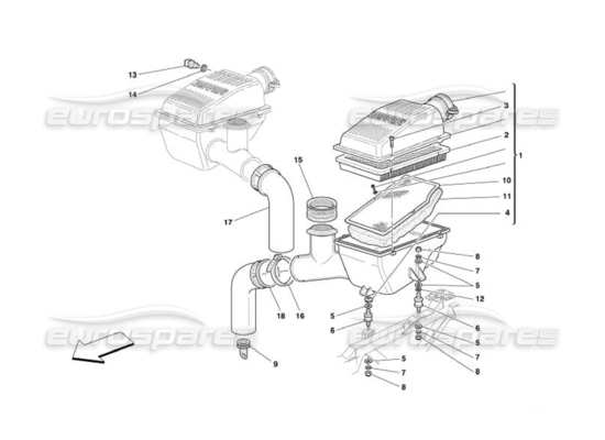 a part diagram from the Ferrari 550 Barchetta parts catalogue