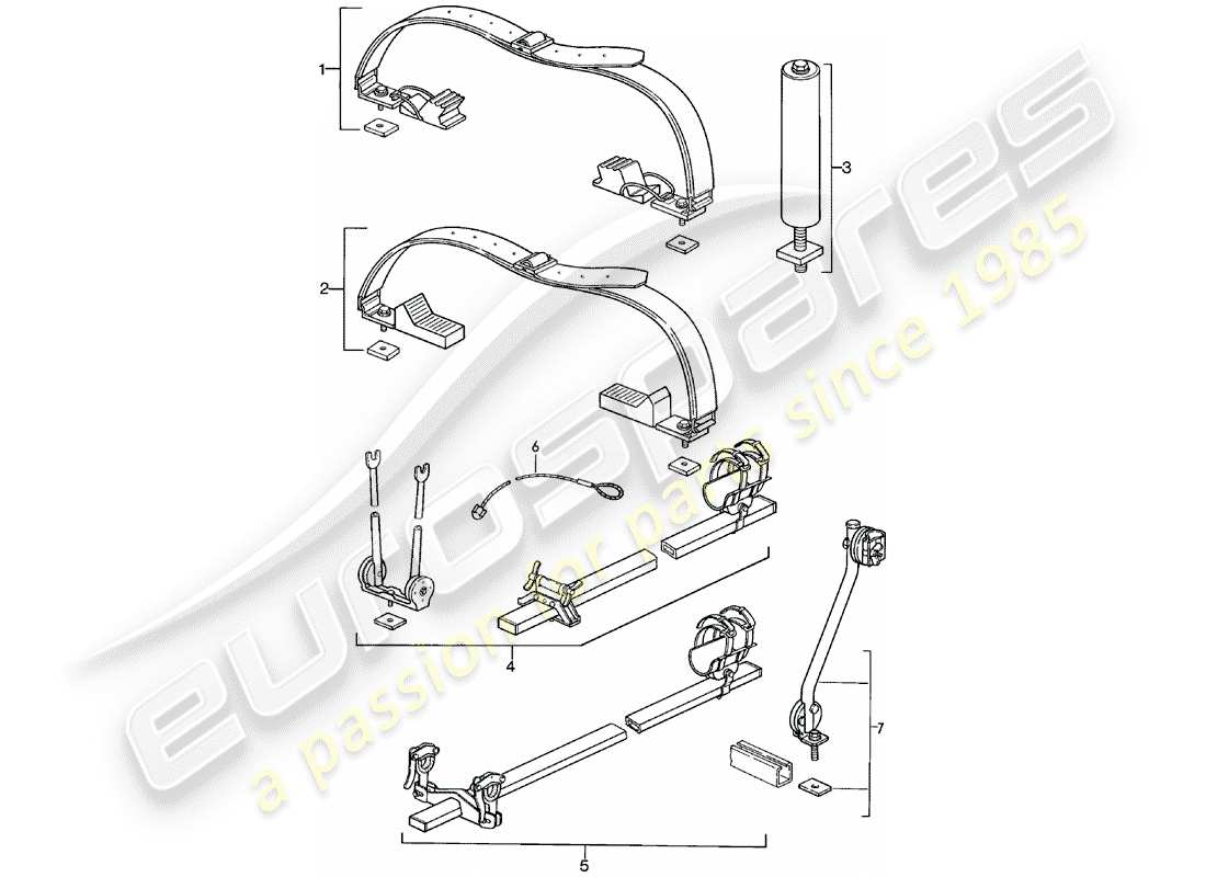 Porsche 924 (1980) ROOF TRANSPORT SYSTEM - - II - - UNTIL - 75 KG - D - MJ 1981>> - MJ 1982 Part Diagram