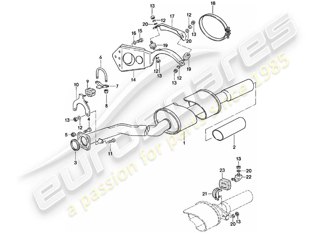 Porsche 924 (1980) EXHAUST SYSTEM - EXHAUST SILENCER, REAR Part Diagram