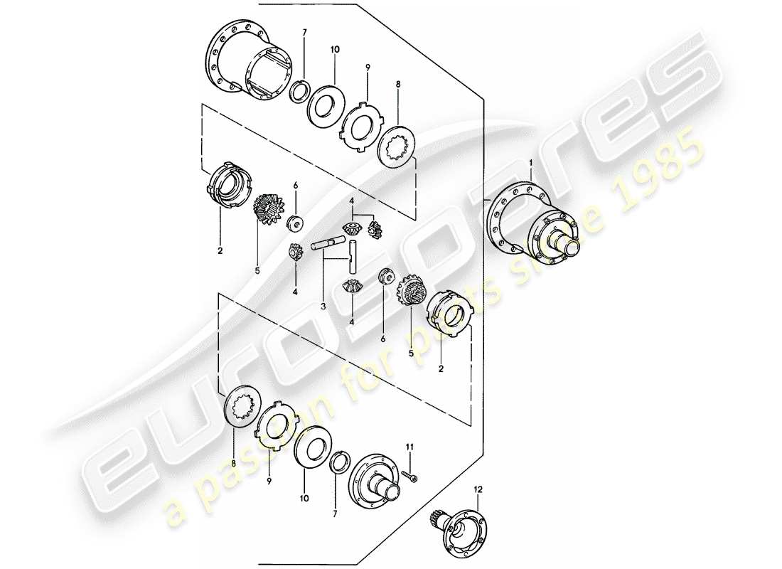 Porsche 924 (1980) LIMITED SLIP DIFFERENTIAL - MANUAL GEARBOX - VQ VR UV MD - ME MF MB MX - 4Q 5Q 6Q - D - MJ 1981>> Part Diagram