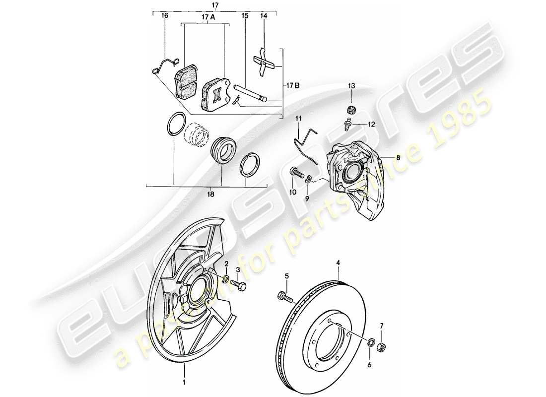 Porsche 924 (1980) DISC BRAKES - FRONT AXLE Part Diagram