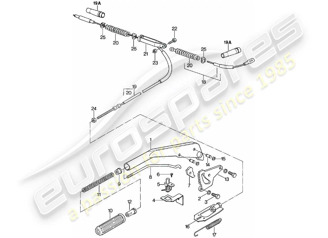 Porsche 924 (1980) HAND BRAKE LEVER Part Diagram