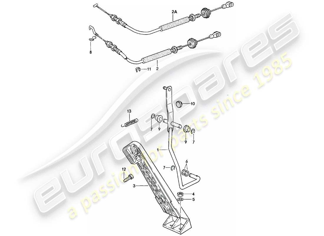 Porsche 924 (1980) THROTTLE CONTROL - ACCELERATOR CABLE - FOR - MANUAL GEARBOX Part Diagram