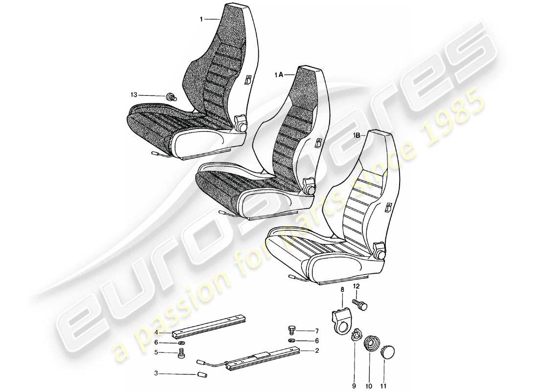 Porsche 924 (1980) SPORTS SEAT - COMPLETE Part Diagram