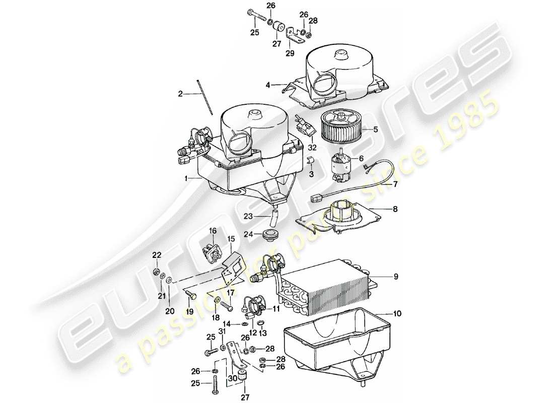 Porsche 924 (1980) AIR CONDITIONER Part Diagram