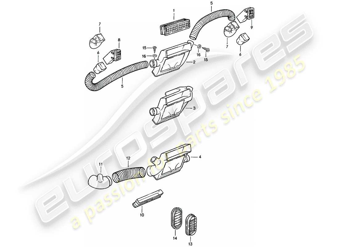 Porsche 924 (1980) TRIM - AIR VENT - AIR HOSE - F 92-CN402 198>> - F 93-CN100 306>> Part Diagram