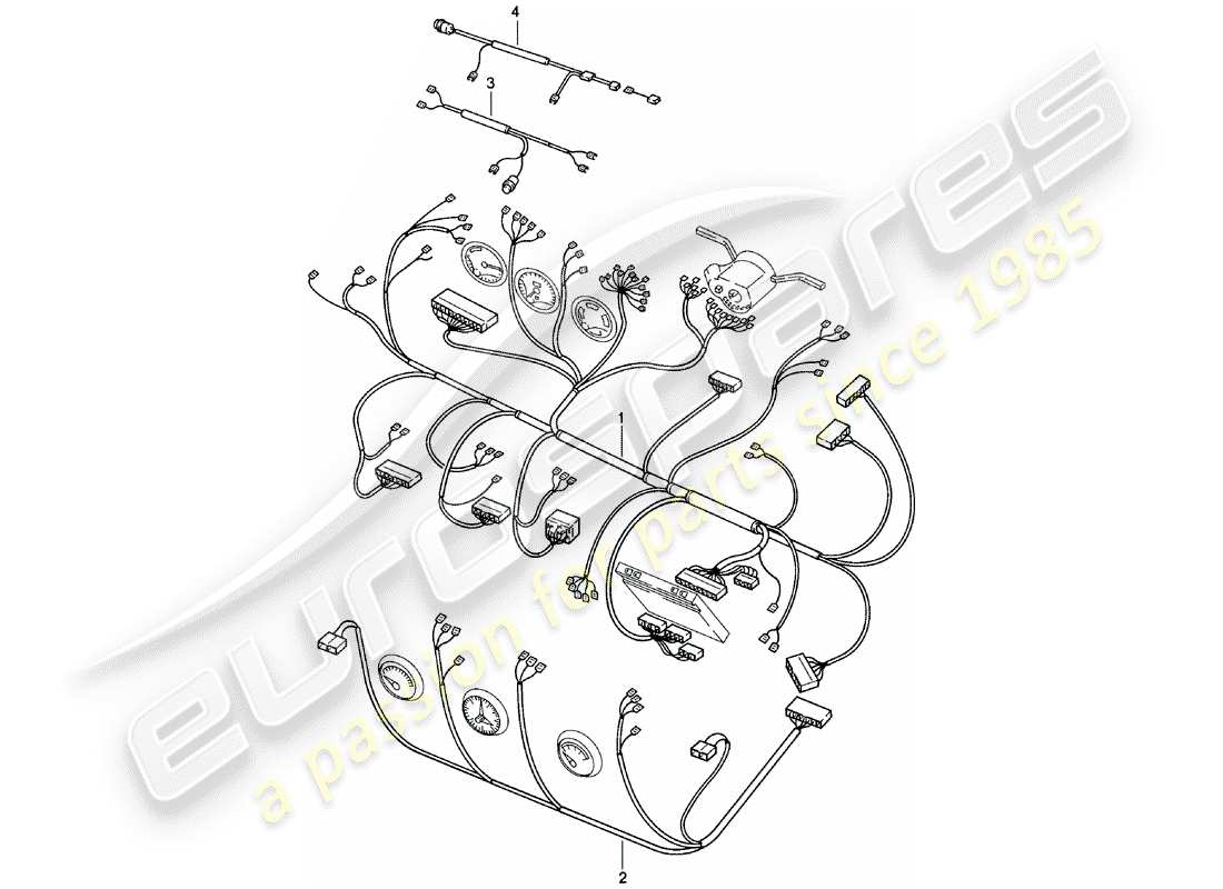 Porsche 924 (1980) WIRING HARNESSES - DASHBOARD - CENTER CONSOLE - LIFTING ROOF Part Diagram