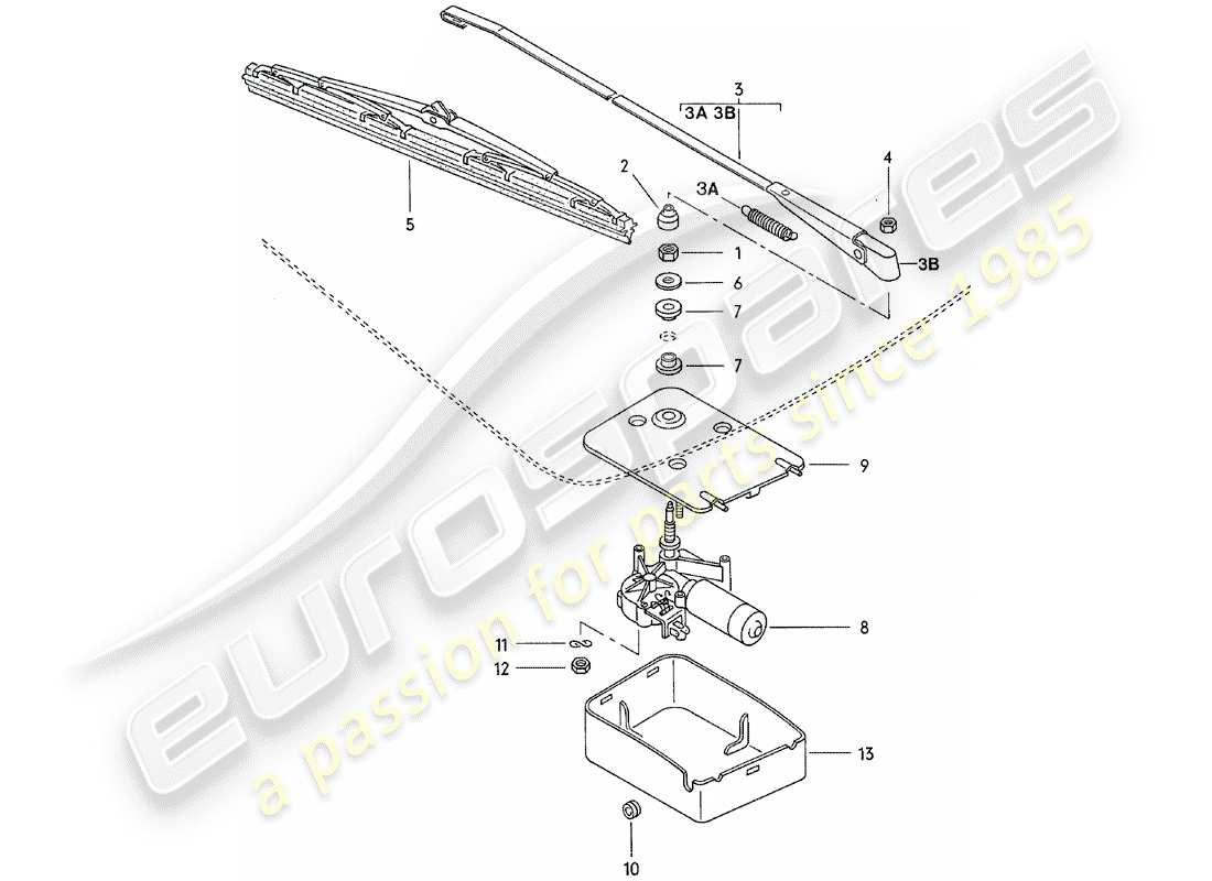 Porsche 924 (1980) REAR WINDOW WIPER Part Diagram