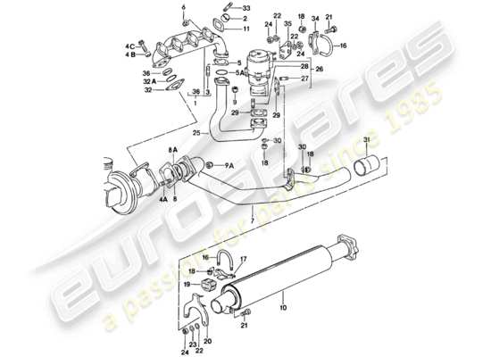 a part diagram from the Porsche 924 parts catalogue