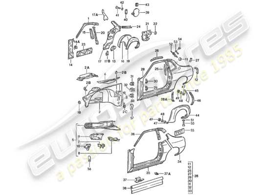 a part diagram from the Porsche 924 (1980) parts catalogue