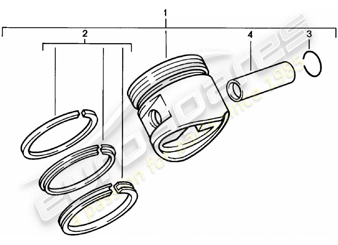 Porsche 924 (1981) PISTON - PISTON RINGS Part Diagram