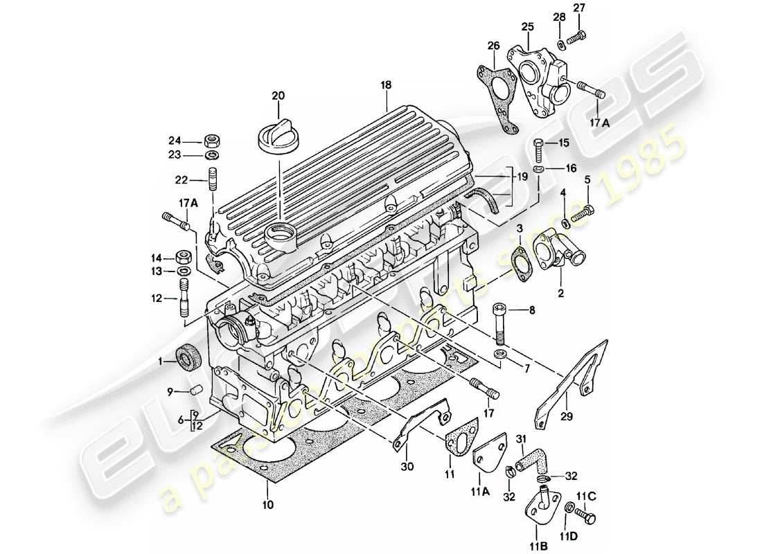 Porsche 924 (1981) CYLINDER HEAD Part Diagram