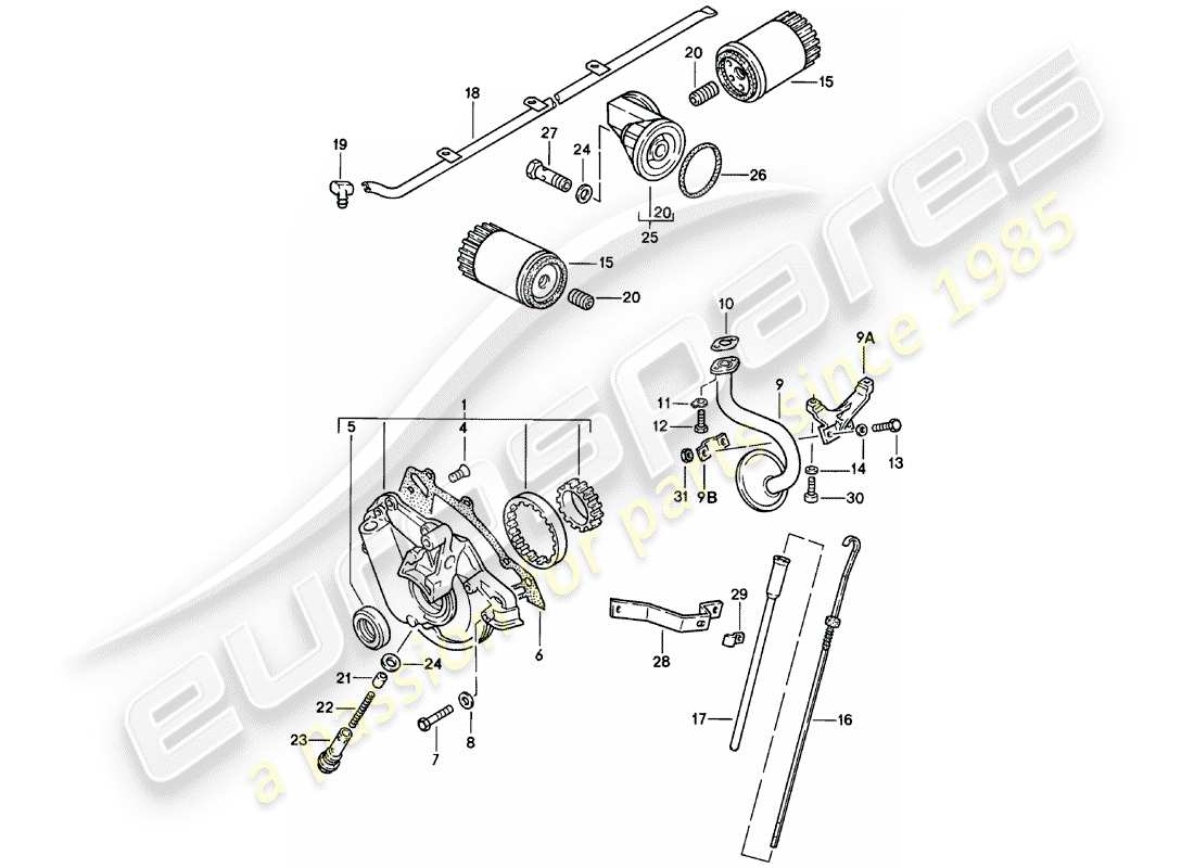 Porsche 924 (1981) Engine Lubrication Part Diagram