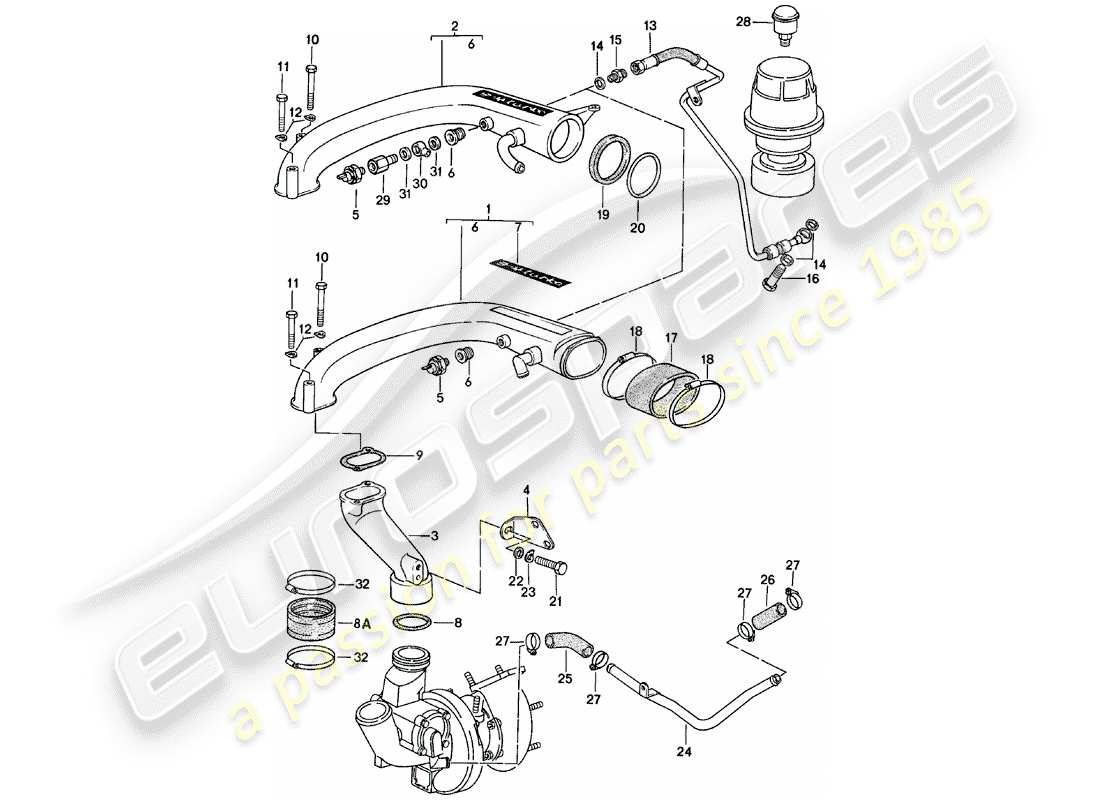 Porsche 924 (1981) TURBOCHARGING Part Diagram