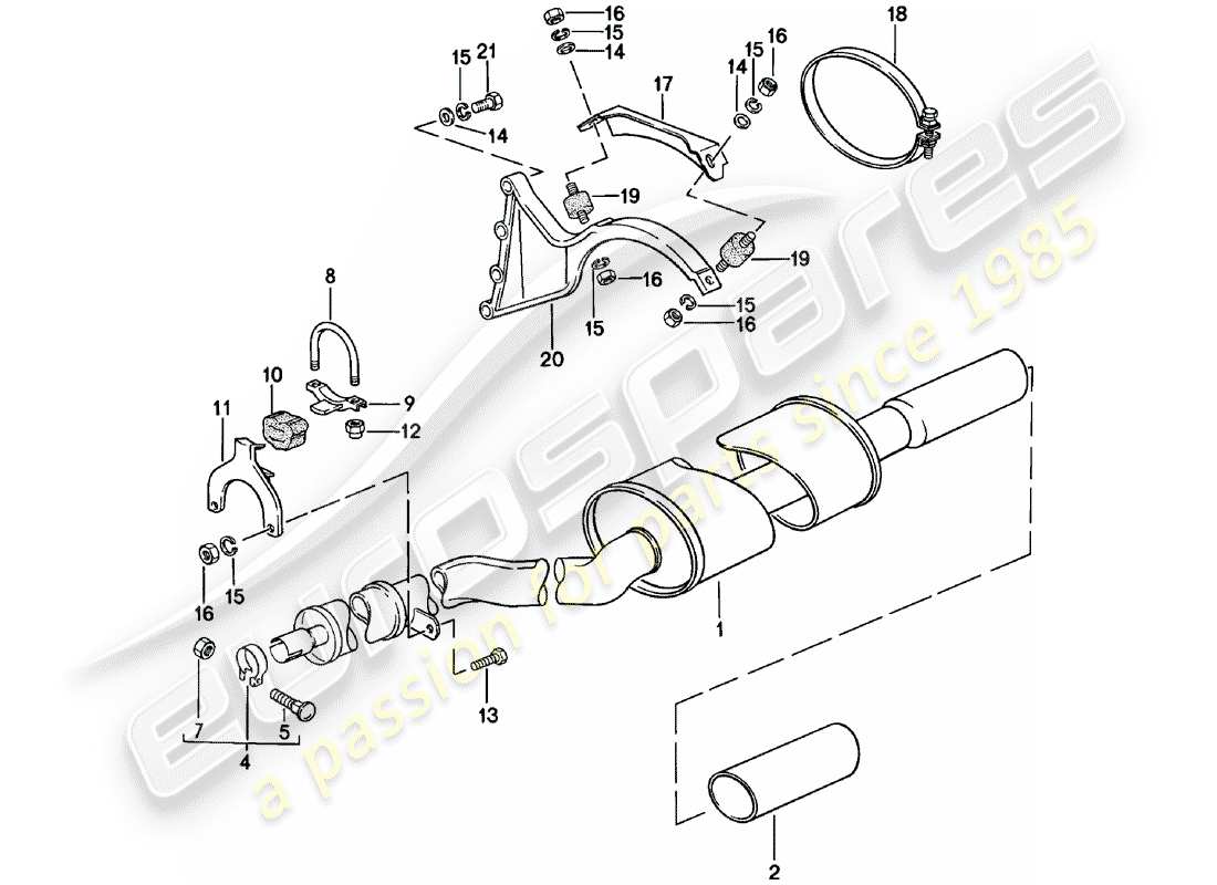 Porsche 924 (1981) EXHAUST SYSTEM - EXHAUST SILENCER, REAR Part Diagram