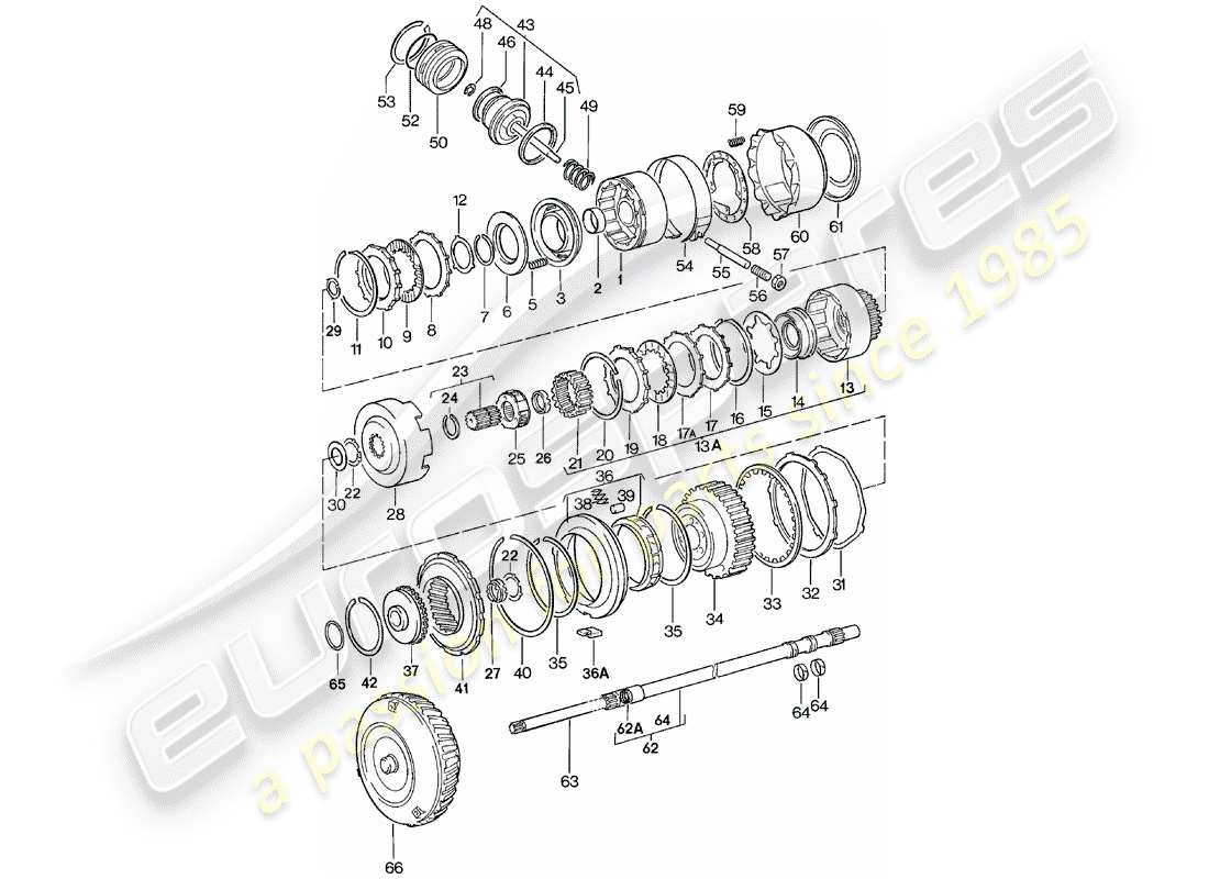 Porsche 924 (1981) TRANSMISSION PARTS - AUTOMATIC TRANSMISSION Part Diagram