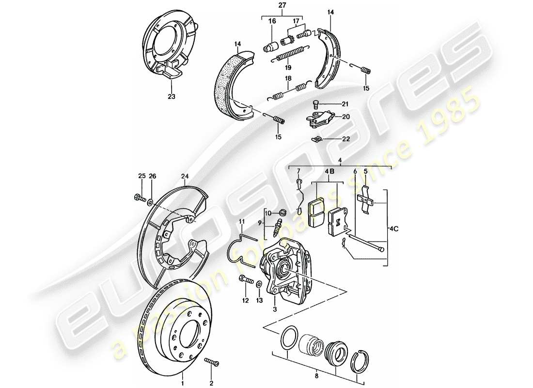 Porsche 924 (1981) DISC BRAKES - REAR AXLE Part Diagram