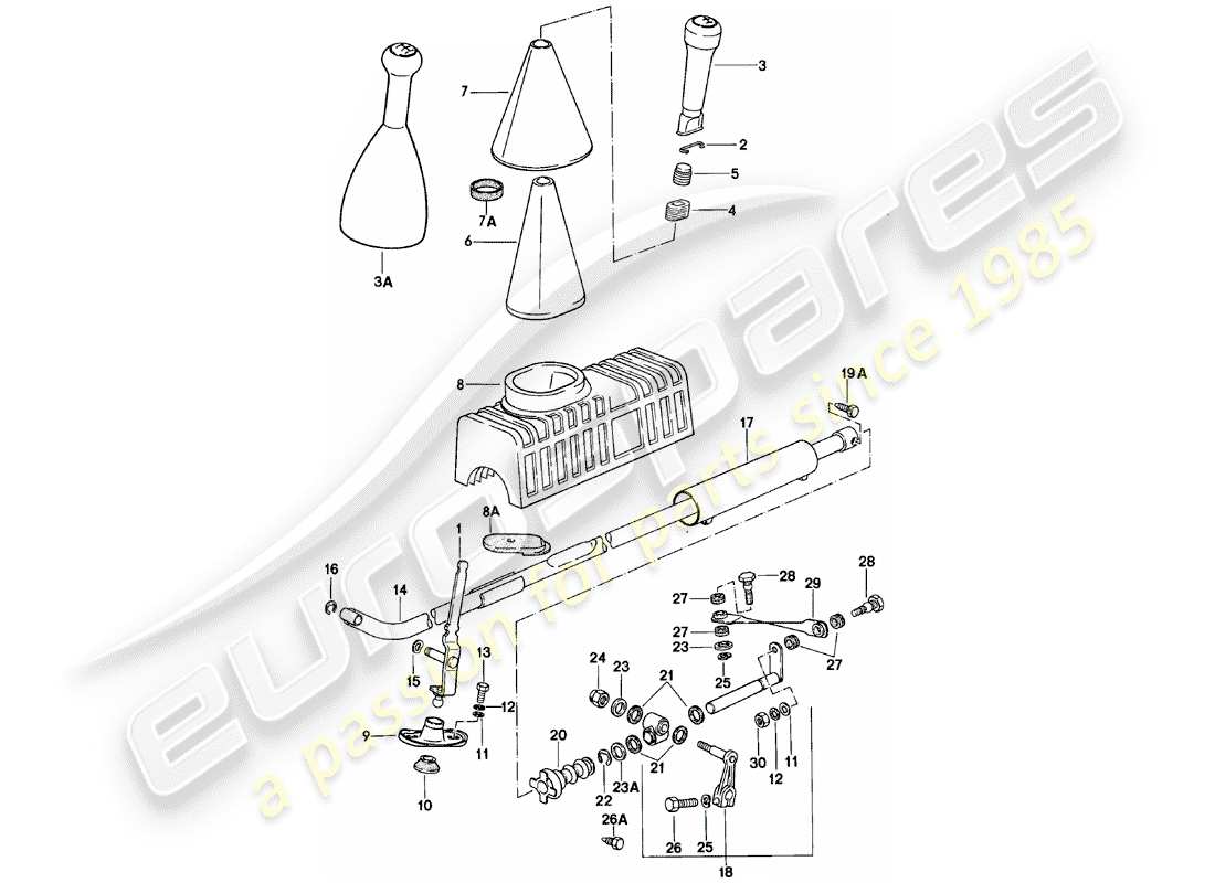 Porsche 924 (1981) SHIFT MECHANISM - MANUAL GEARBOX Part Diagram