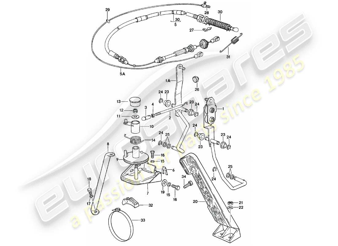 Porsche 924 (1981) THROTTLE CONTROL - ACCELERATOR CABLE - FOR - AUTOMATIC TRANSMISSION Part Diagram