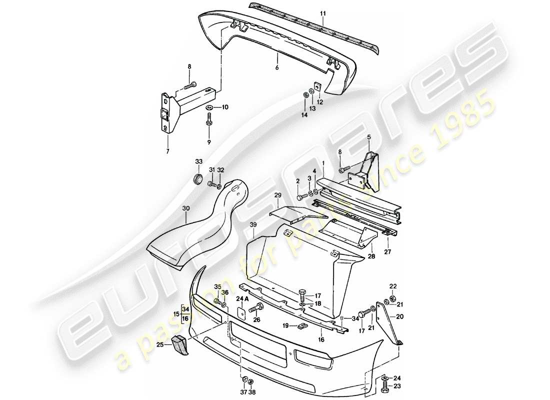 Porsche 924 (1981) BUMPER - SPOILER - AIR DUCT Part Diagram