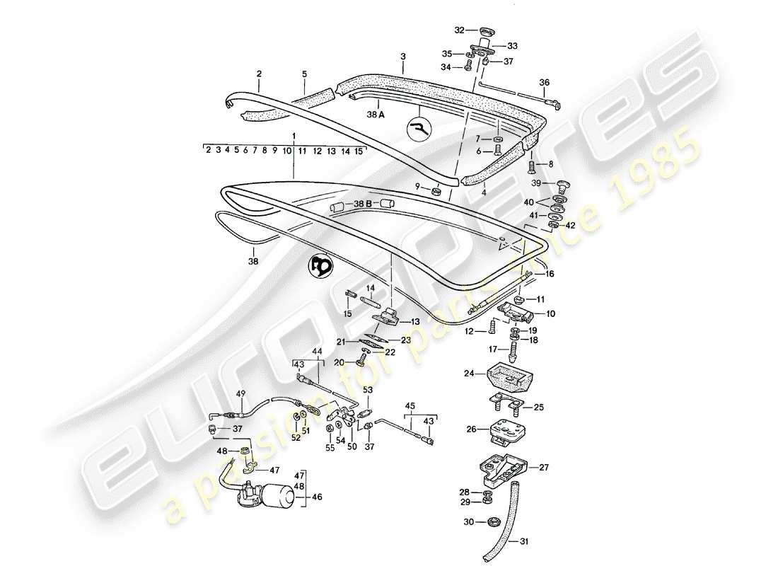 Porsche 924 (1981) REAR TRUNK LID - WITH: - REAR SPOILER Part Diagram