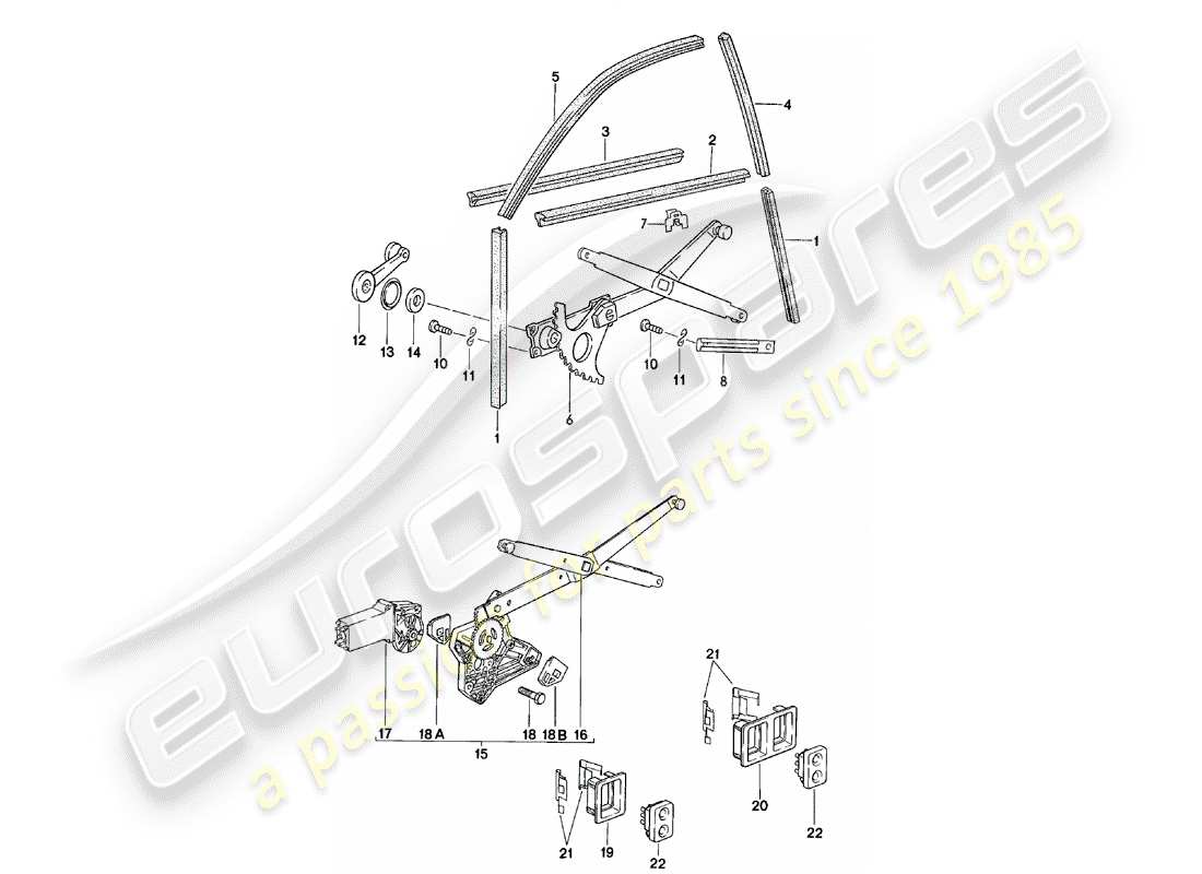 Porsche 924 (1981) GLASS CHANNEL - WINDOW REGULATOR Part Diagram