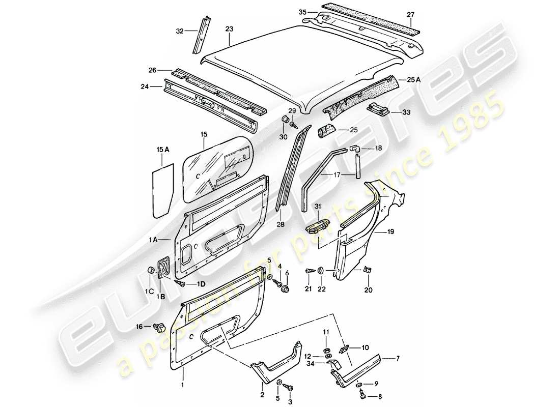 Porsche 924 (1981) trims Part Diagram