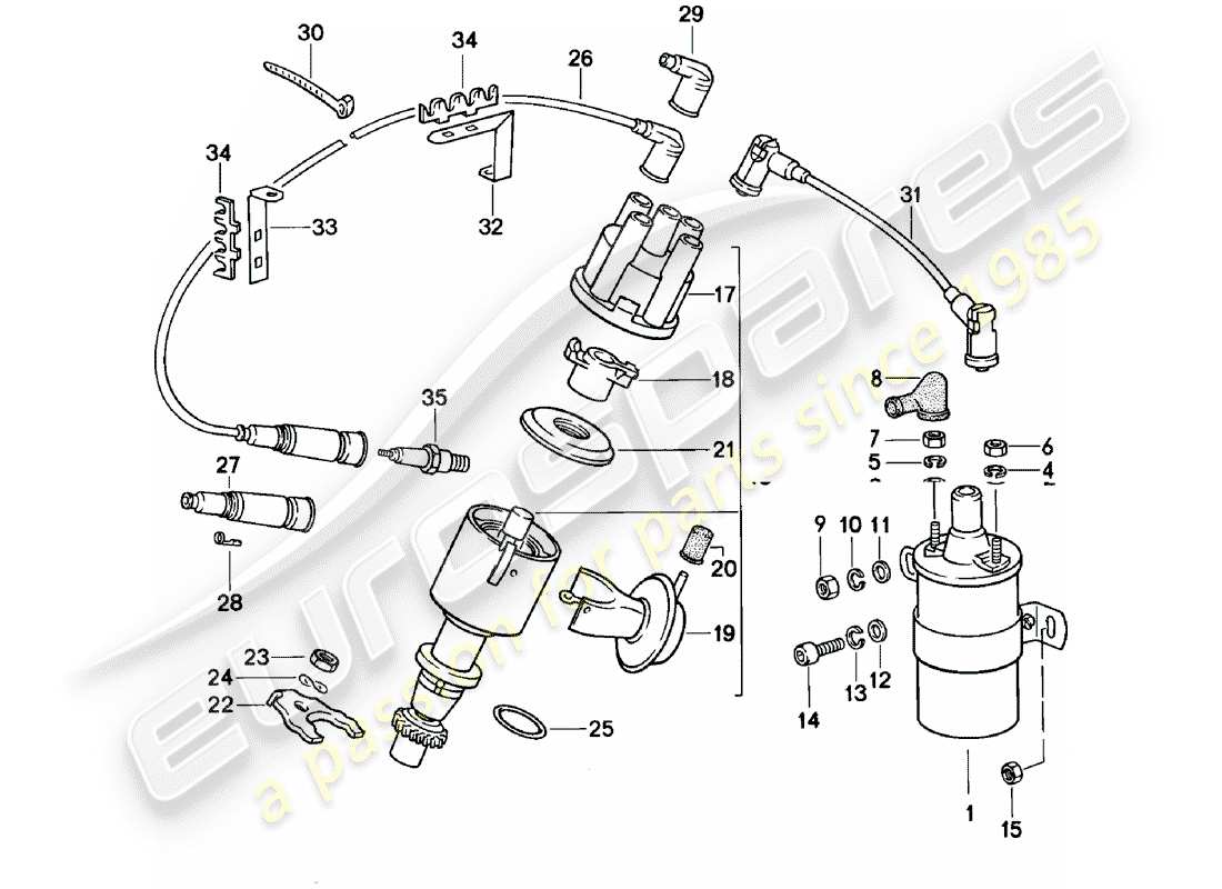 Porsche 924 (1981) ENGINE ELECTRICS 1 Part Diagram