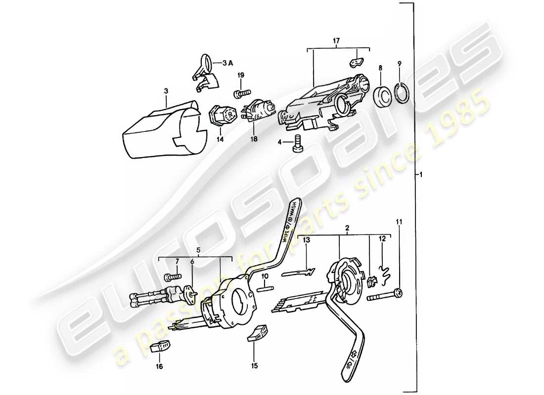 Porsche 924 (1981) STEERING COLUMN SWITCH - STEERING LOCK - D >> - MJ 1980 Part Diagram