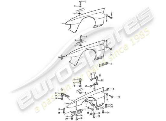 a part diagram from the Porsche 924 parts catalogue