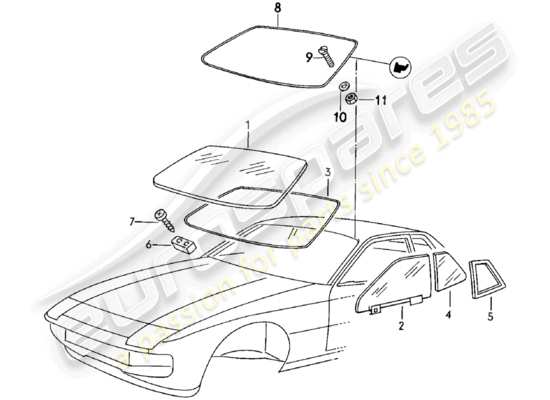 a part diagram from the Porsche 924 parts catalogue