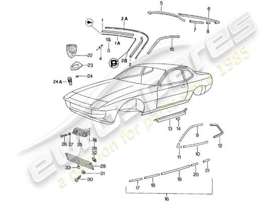 a part diagram from the Porsche 924 (1981) parts catalogue