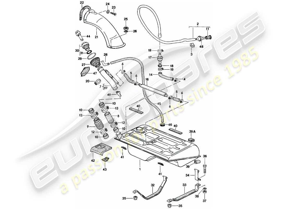 Porsche 924 (1982) FUEL TANK Part Diagram