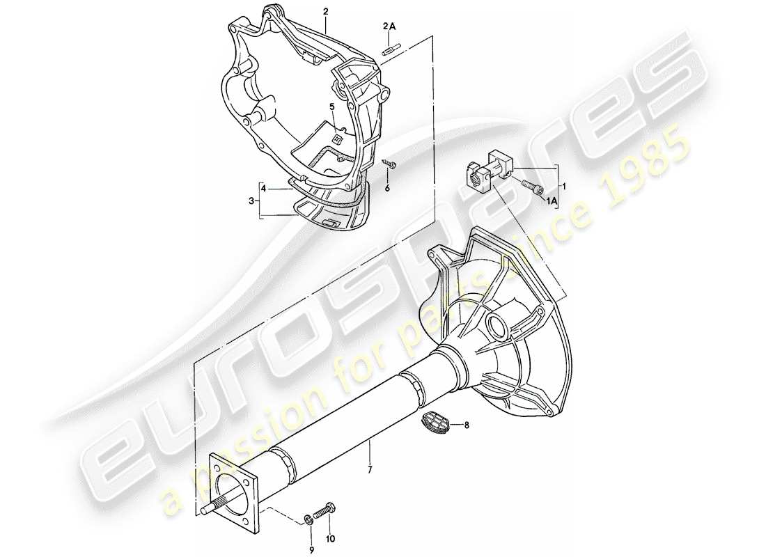 Porsche 924 (1982) CENTRAL TUBE - MANUAL GEARBOX - VQ VR UV MD ME MF Part Diagram