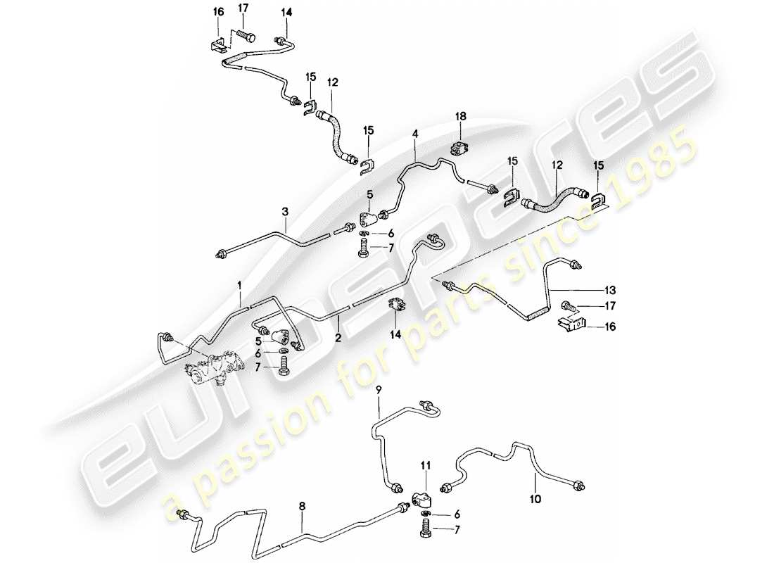 Porsche 924 (1982) brake lines Part Diagram