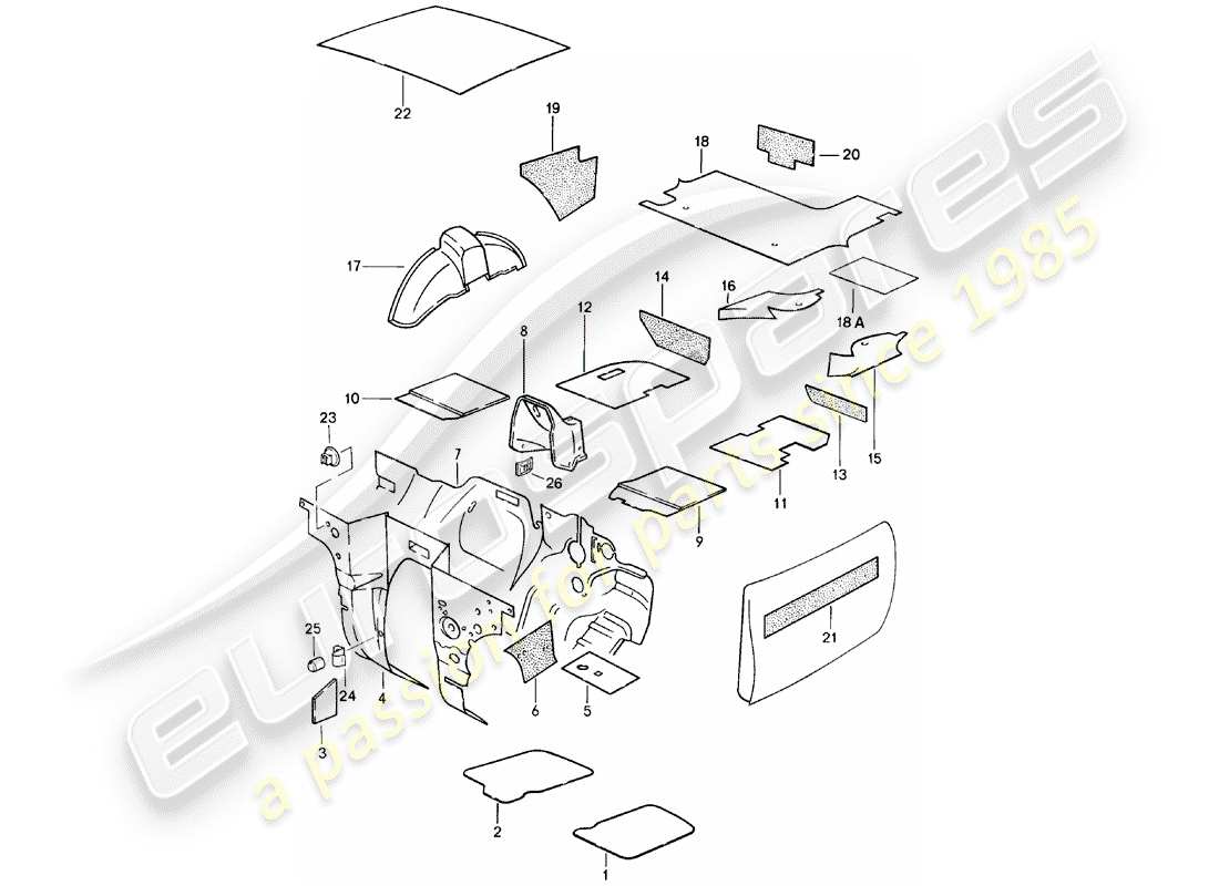 Porsche 924 (1982) BODY SHELL - SOUND PROOFING 1 Part Diagram