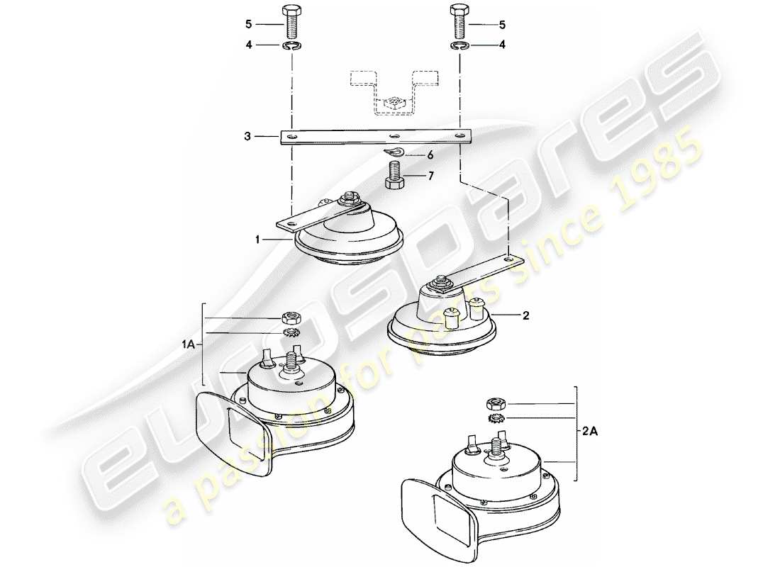 Porsche 924 (1982) HORN Part Diagram