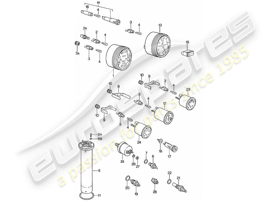 Porsche 924 (1982) Instruments Part Diagram