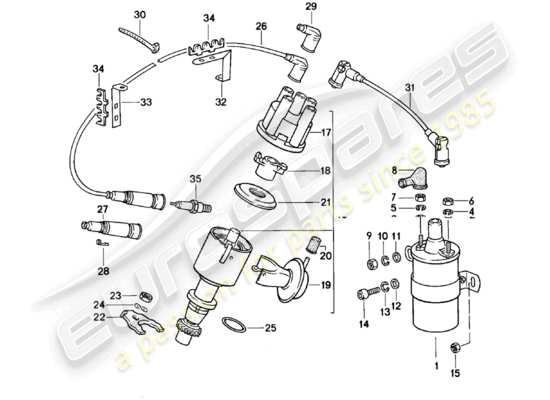 a part diagram from the Porsche 924 (1982) parts catalogue