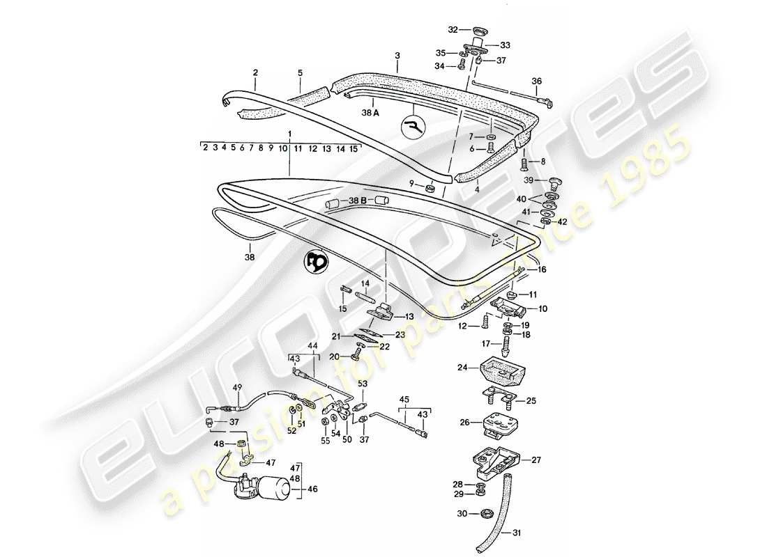 Porsche 924 (1984) REAR TRUNK LID - WITH: - REAR SPOILER Part Diagram