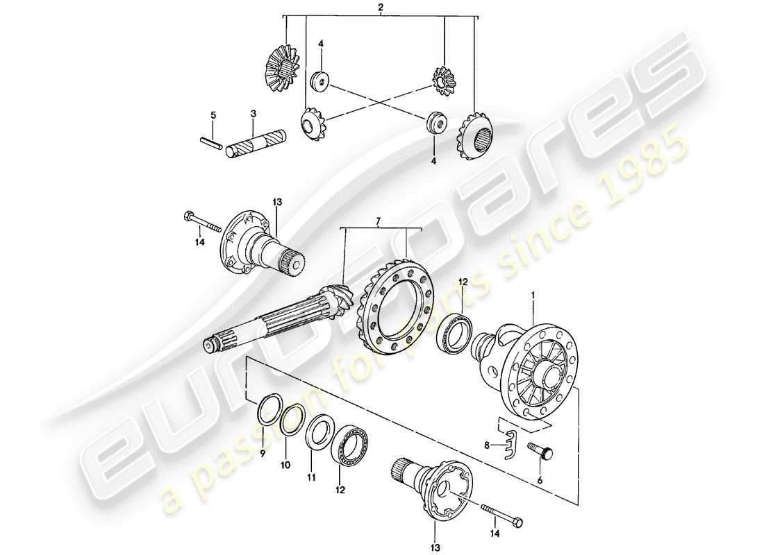 Porsche 924 (1985) DIFFERENTIAL - MANUAL GEARBOX - G31.01/02/03 Part Diagram