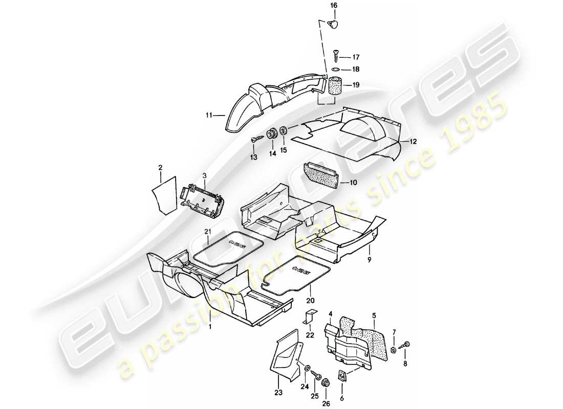 Porsche 924 (1985) trims Part Diagram